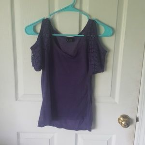 Purple cold-shoulder top